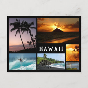 Hawaii-landskap, svart ram-kollage vykort