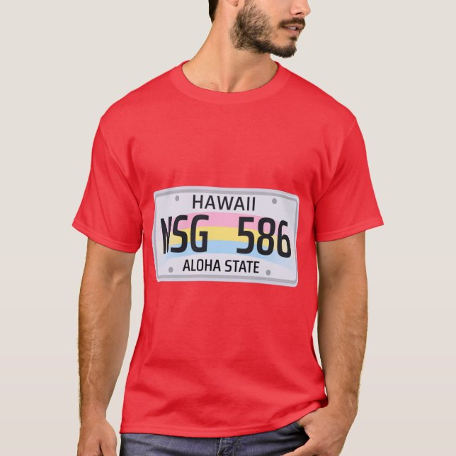 Hawaii License Plate Oversized T Shirt (Framsida)
