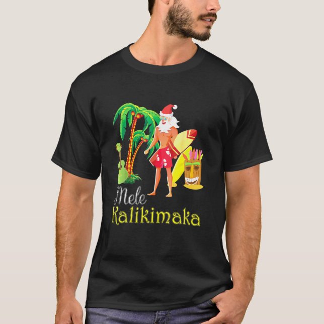 Hawaii Mele Kalikimaka Santa Surfing jul Ugl T Shirt (Framsida)