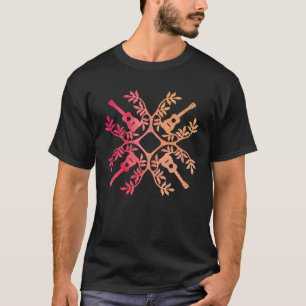Hawaii Mele Musik Kväde Tribal Tatuering Ukulele I T Shirt