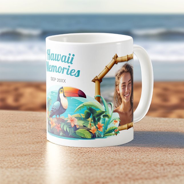 Hawaii Memories Photo Collage Souvenir Coffee Kaffemugg (Hawaii Memories Tropical Souvenir Coffee Mug. Customize it with your own cherished moments.)