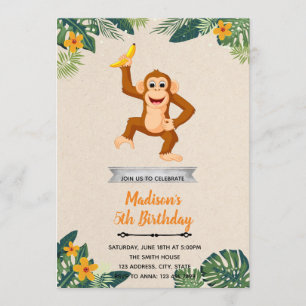 Hawaii monkey födelsedagsfest inbjudan