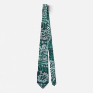 Hawaii Mönster med Hibiscus Flower Handflatan Löv Slips
