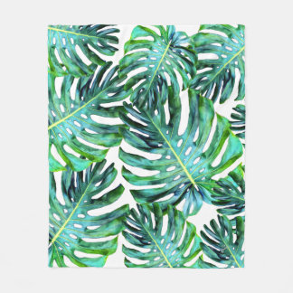 Hawaii Monstera blad Tropisk grönska Modern Fleecefilt