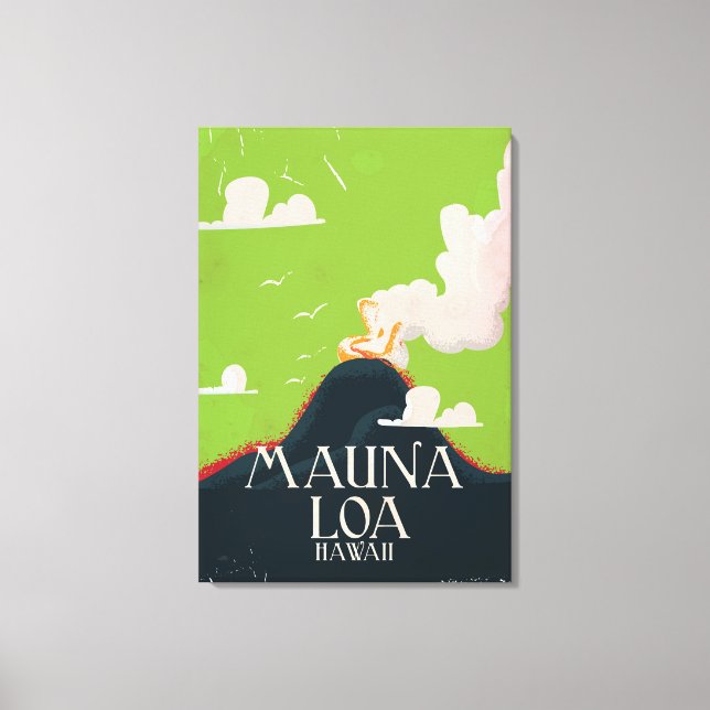 Hawaii Mount Loa Volcano Travel Poster Canvastryck (Framsida)