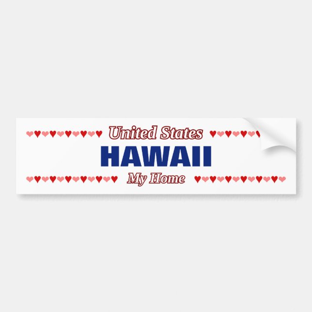HAWAII - My Home - United States; Hearts Bildekal (Framsidan)