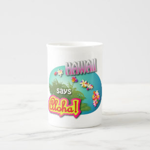 Hawaii något att säga Aloha! Benporslin Mugg