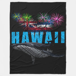 HAWAII NYE POLYNESIAN TRIBAL HUMPBACK FIREWORKS FLEECEFILT
