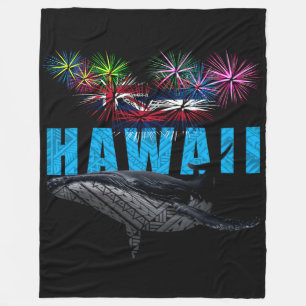 HAWAII NYE POLYNESIAN TRIBAL HUMPBACK FIREWORKS FLEECEFILT