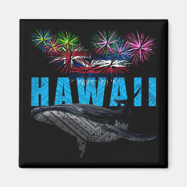 HAWAII NYE POLYNESIAN TRIBAL HUMPBACK FIREWORKS MAGNET