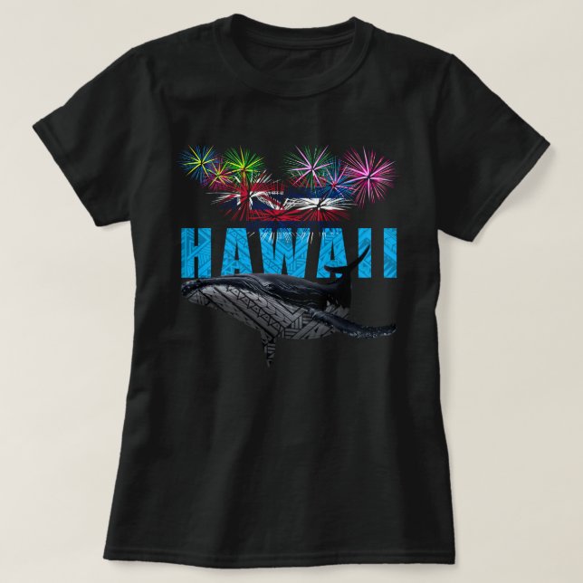 HAWAII NYE POLYNESIAN TRIBAL HUMPBACK FIREWORKS T SHIRT (Design framsida)