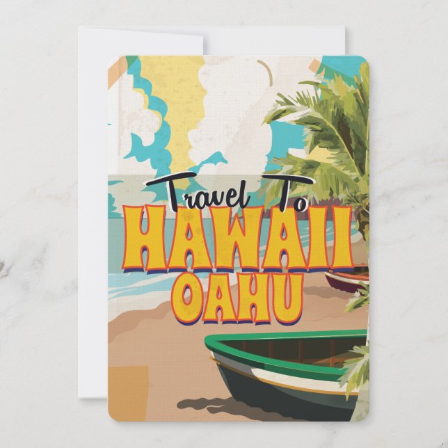 Hawaii OAHU Vintage Reseskylat Inbjudningar (Framsida)
