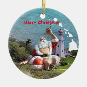 Hawaii öar, jultomten och Waikiki Julgransprydnad Keramik