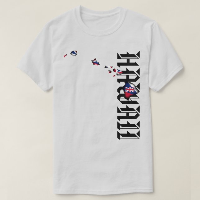 HAWAII ÖARNA HI Flagga BLK T Shirt (Design framsida)