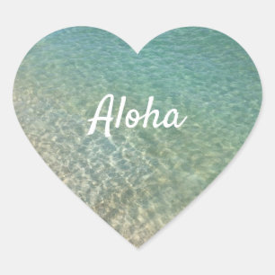 Hawaii Ocean Aloha Hjärtformat Klistermärke