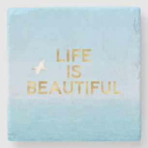 Hawaii Ocean Bird Flies Guld BeSnyte Quote Stenunderlägg