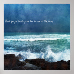 Hawaii Ocean Quote Vågar Aqua Teal Blue Surfa Poster