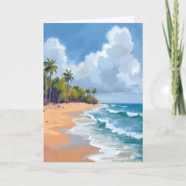 Hawaii Ocean Strand Aquarellmålning Kort