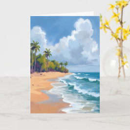 Hawaii Ocean Strand Aquarellmålning Kort