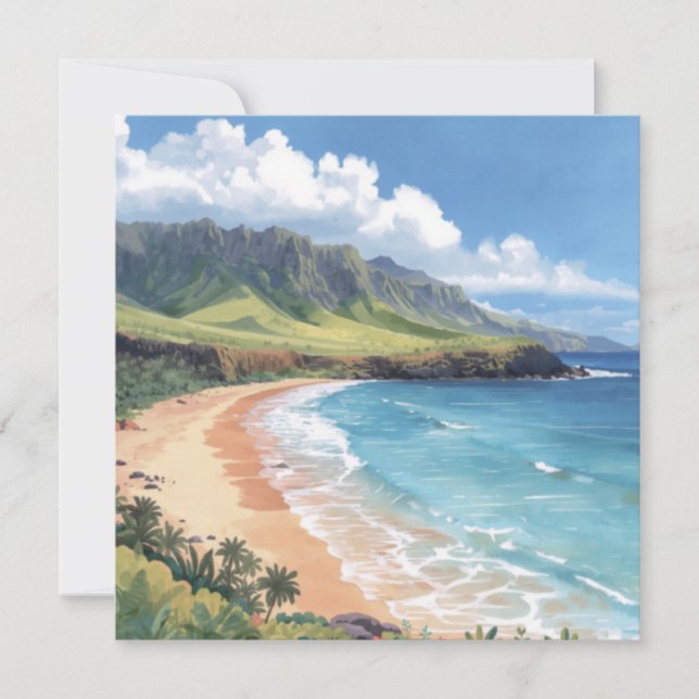 Hawaii Oceanvågor Platt Kort (Framsida)