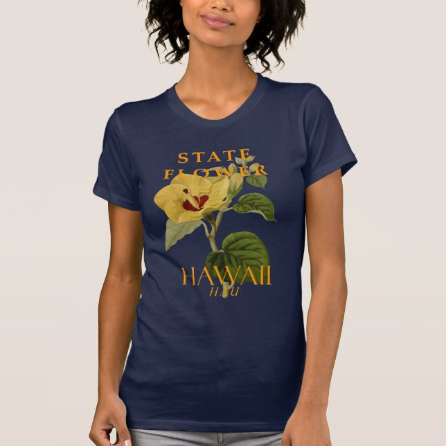 Hawaii-området blommar Hibiscus tiliaceus T Shirt (Framsida)