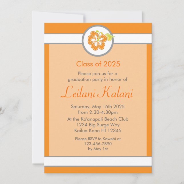 Hawaii orange: inbjudan till Hibiscus studenten (Framsida)