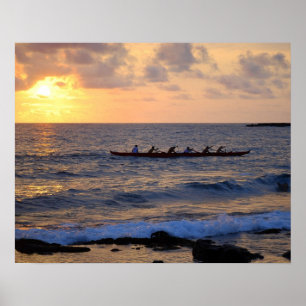 Hawaii Outrigger Canoe vid Sunset 20 x 16 Poster