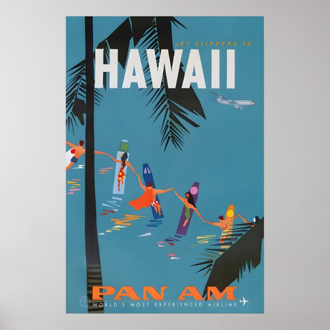 Hawaii - Pan American Clipper Resor Reklamplansche Poster (Framsidan)