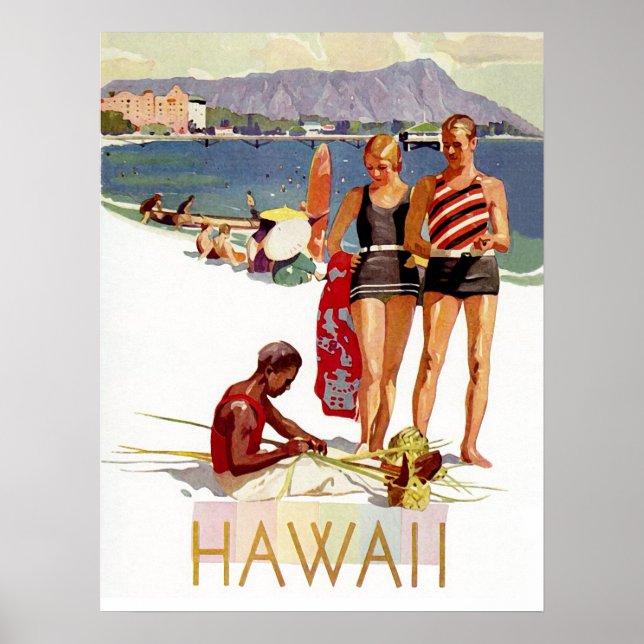 Hawaii, par på semester på kusten poster (Framsidan)