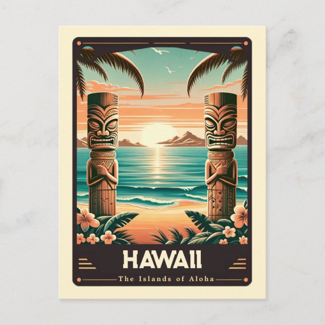 Hawaii | Patriotisk Vintage Vykort (Framsida)