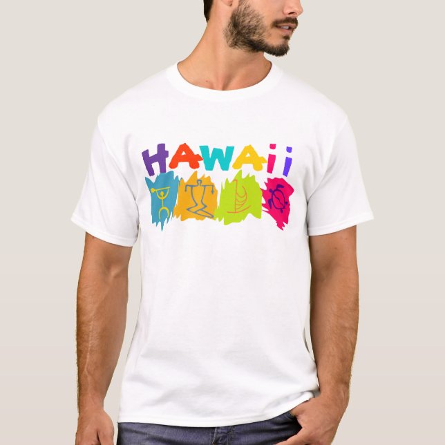 hawaii petroglyphs surfer honu canoe - Anpassad Tee (Framsida)
