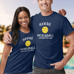 Hawaii Pickleball Add Klubb Partner Namn Anpassnin T Shirt<br><div class="desc">Visa av kärlek från Hawaii-pickleball (byt namn och skjorta färg) med den här fantastisk-betlebollskjortan för klubbar, lag, partners eller daglig bära. Lägg bara till din anpassningsbar på 3 linjer för att göra en helt unik pickleball-skjorta. Underbar för turneringar, matchande klubb-skjortor eller ge till din manar/kvinnas eller blandade partner. Sprid glädjen...</div>