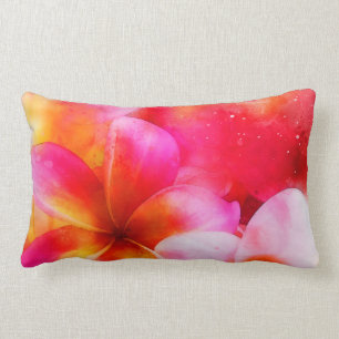 Hawaii Plumeria i Neon Rosa, Gult och White Lumbarkudde