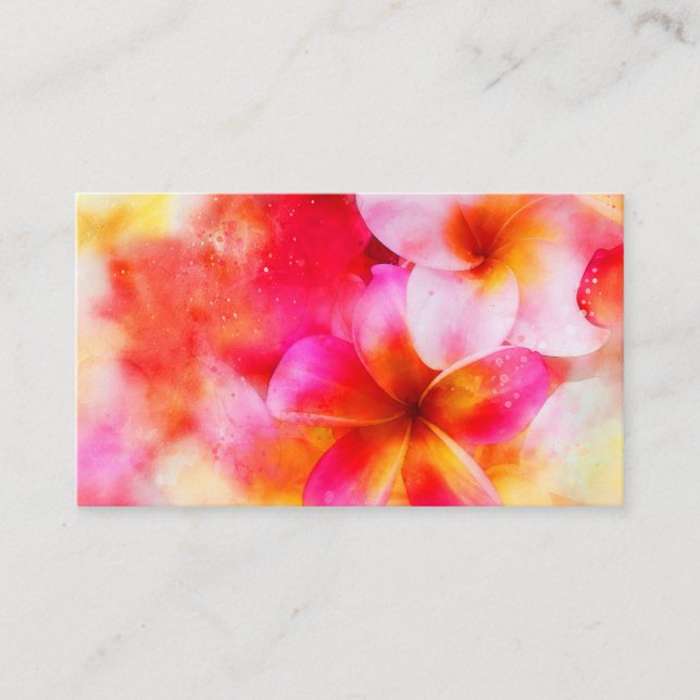 Hawaii Plumeria i Neon Rosa, Gult och White Visitkort (Framsida)