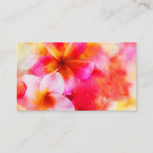 Hawaii Plumeria i Neon Rosa, Gult och White Visitkort