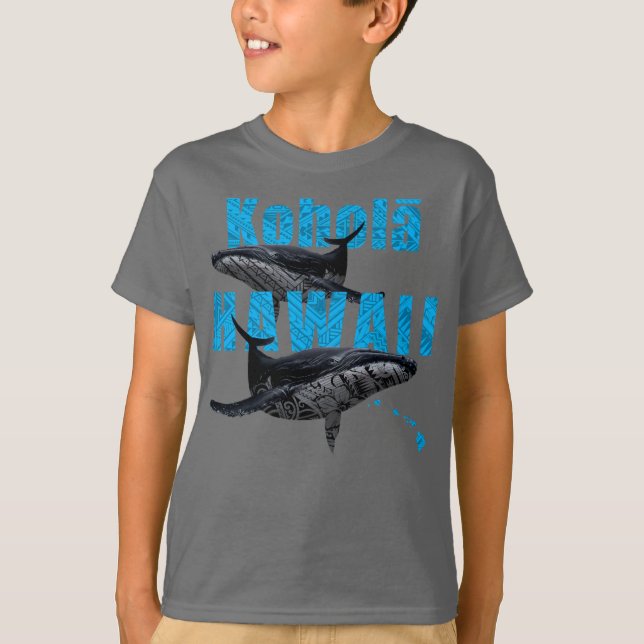 HAWAII POLYNESIAN TRIBAL HUMPBACKS HAWAII-ÖARNA T SHIRT (Framsida)
