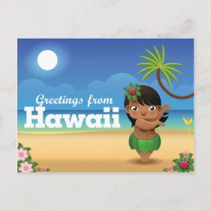 Hawaii Postcard - Hula Dancer Vykort