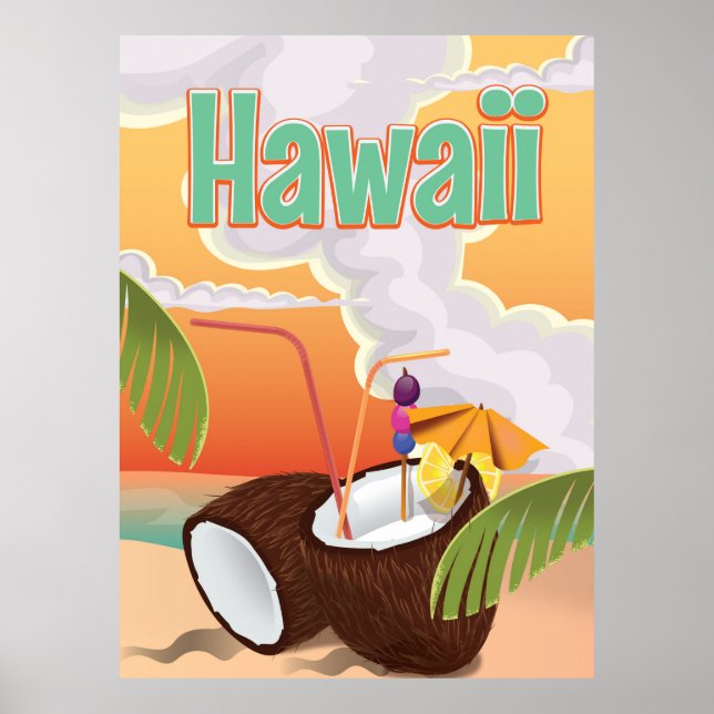 Hawaii poster semester på stranden (Framsidan)