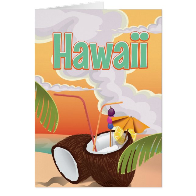 Hawaii poster semester på stranden hälsningskort (Framsidan)