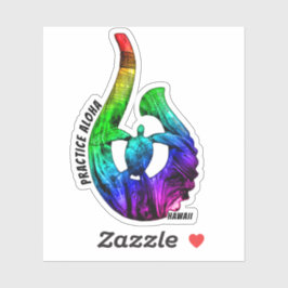 Hawaii Practice Aloha Honu Tribal Krok NeonRainbow Klistermärken