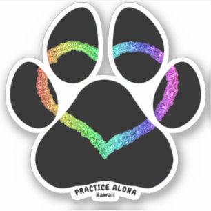 Hawaii Practice Aloha - Puppy Kärlek Rainbow Klistermärken