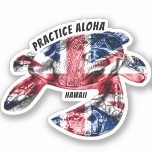 Hawaii Practice Aloha - Tribal Honu HIFlag Klistermärken
