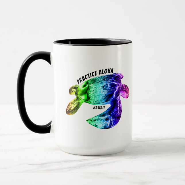 Hawaii Practice Aloha - Tribal Honu Rainbow Mugg (Vänster)