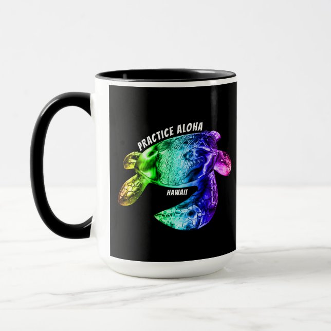 Hawaii Practice Aloha - Tribal Honu Rainbow Mugg (Vänster)