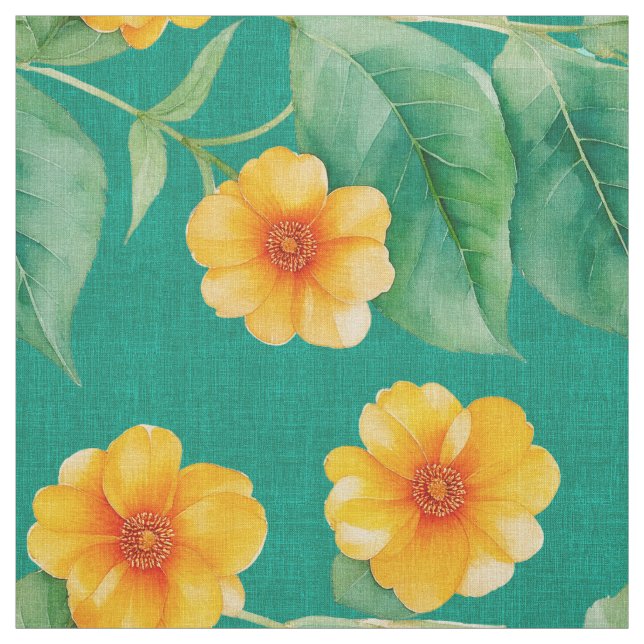 Hawaii Print Ilima-blommor Tyg (Provkarta)