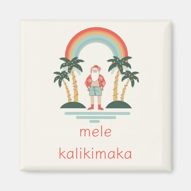 Hawaii/Rainbow/Handflatan Santa Magnet (Framsidan)