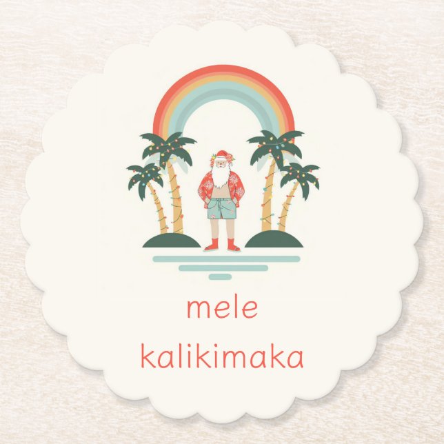 Hawaii/Rainbow/Handflatan Santa Underlägg Papper (Framsida)