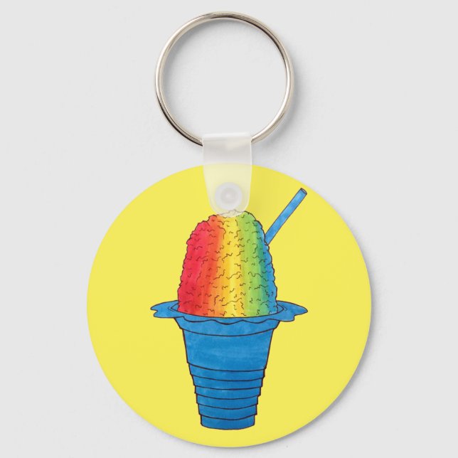 Hawaii Rainbow Shave Ice Frozen Dessert Hawaii Nyckelring (Framsida)