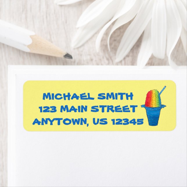 Hawaii Rainbow Shave Ice Frozen Dessert Hawaii Returadress Etikett (Insitu)