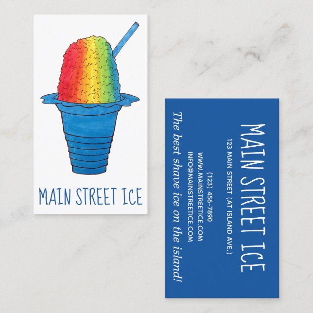 Hawaii Rainbow Shave Ice Frozen Dessert Hawaii Visitkort (Fram/baksida)
